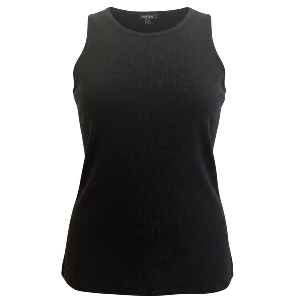 Roz & Ali Black Sleeveless Knit Shell Top Sweater Tank Woman 2X